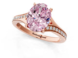 Rose gold Fancy Pink Oval Cut Diamond Solitaire Ring with Pavé Band and Prong Setting_13