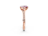 Rose gold Fancy Pink Oval Cut Diamond Solitaire Ring with Pavé Band and Prong Setting_14