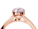 Rose gold Fancy Pink Oval Cut Diamond Solitaire Ring with Pavé Band and Prong Setting_16