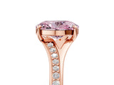 Rose gold Fancy Pink Oval Cut Diamond Solitaire Ring with Pavé Band and Prong Setting_17