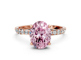 Rose gold Fancy Pink Oval Cut Diamond Solitaire Ring with Pave Band and Four Prong Setting_71