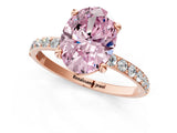 Rose gold Fancy Pink Oval Cut Diamond Solitaire Ring with Pave Band and Four Prong Setting_72