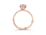 Rose gold Fancy Pink Oval Cut Diamond Solitaire Ring with Pave Band and Four Prong Setting_74