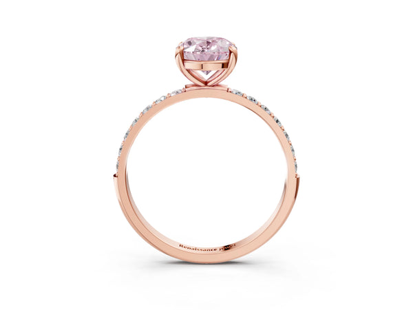 Rose Gold Oval Pave Engagement Ring Setting for Fancy Pink Center