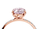 Rose gold Fancy Pink Oval Cut Diamond Solitaire Ring with Pave Band and Four Prong Setting_75