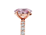 Rose gold Fancy Pink Oval Cut Diamond Solitaire Ring with Pave Band and Four Prong Setting_76