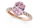 Rose gold Fancy Pink Oval Cut Diamond Solitaire Ring with Round  Pavé Band and Four-Prong Setting_37