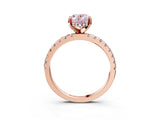 Rose gold Fancy Pink Oval Cut Diamond Solitaire Ring with Round  Pavé Band and Four-Prong Setting_39