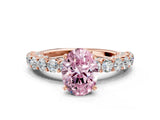 Rose gold Fancy Pink Oval Cut Diamond Solitaire Ring with Shared Prong Pavé Band and Four-Prong Setting_59