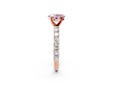 Rose gold Fancy Pink Oval Cut Diamond Solitaire Ring with Shared Prong Pavé Band and Four-Prong Setting_61