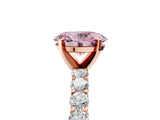 Rose gold Fancy Pink Oval Cut Diamond Solitaire Ring with Shared Prong Pavé Band and Four-Prong Setting_64