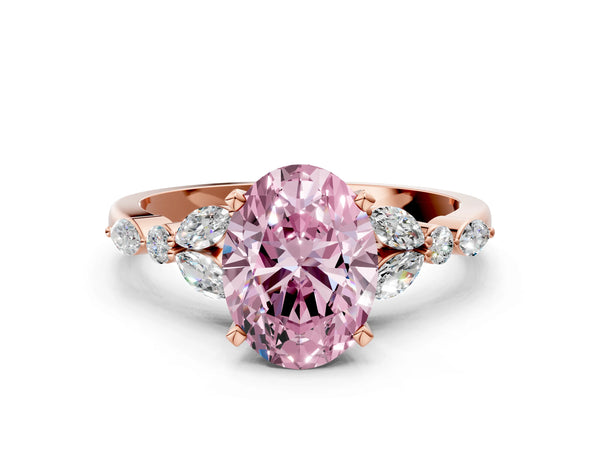 Rose Gold Oval Engagement Ring Setting for Fancy Pink Center