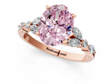 Rose gold Fancy Pink Oval Cut Diamond Solitaire Ring with Side Stones and Four-Prong Setting_50
