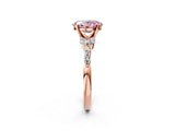 Rose gold Fancy Pink Oval Cut Diamond Solitaire Ring with Side Stones and Four-Prong Setting_51