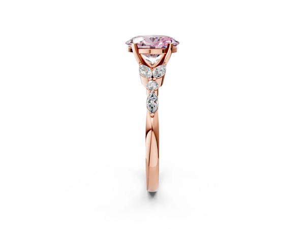 Rose Gold Oval Engagement Ring Setting for Fancy Pink Center