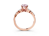 Rose gold Fancy Pink Oval Cut Diamond Solitaire Ring with Side Stones and Four-Prong Setting_52
