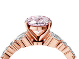 Rose gold Fancy Pink Oval Cut Diamond Solitaire Ring with Side Stones and Four-Prong Setting_53