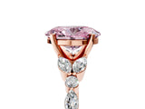 Rose gold Fancy Pink Oval Cut Diamond Solitaire Ring with Side Stones and Four-Prong Setting_54