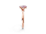 Rose gold Fancy Pink Oval Cut Diamond Solitaire Ring with Six-Prong Setting and Classic Band_282