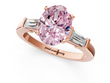 Rose gold Fancy Pink Oval  Cut Diamond Solitaire Ring with Tapered Baguette Accents and Four-Prong Setting_60