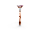 Rose gold Fancy Pink Oval  Cut Diamond Solitaire Ring with Tapered Baguette Accents and Four-Prong Setting_61