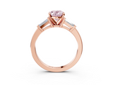 Rose gold Fancy Pink Oval  Cut Diamond Solitaire Ring with Tapered Baguette Accents and Four-Prong Setting_62