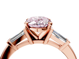 Rose gold Fancy Pink Oval  Cut Diamond Solitaire Ring with Tapered Baguette Accents and Four-Prong Setting_63