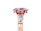 Rose gold Fancy Pink Oval  Cut Diamond Solitaire Ring with Tapered Baguette Accents and Four-Prong Setting_64