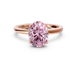Rose gold Fancy Pink Oval Cut Diamond Solitaire Ring with Thin Band and Prong Setting_12