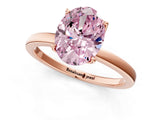 Rose gold Fancy Pink Oval Cut Diamond Solitaire Ring with Thin Band and Prong Setting_13