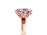 Rose gold Fancy Pink Oval Cut Diamond Solitaire Ring with Thin Band and Prong Setting_17
