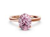Rose gold Fancy Pink Oval Cut Diamond Solitaire Ring with Thin Band and Prong Setting_24