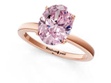 Rose gold Fancy Pink Oval Cut Diamond Solitaire Ring with Thin Band and Prong Setting_25