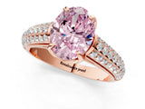 Rose gold Fancy Pink Oval Cut Diamond Solitaire Ring with Three-Row Pavé Band and Four-Prong Setting_38