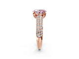 Rose gold Fancy Pink Oval Cut Diamond Solitaire Ring with Three-Row Pavé Band and Four-Prong Setting_39