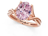 Rose gold Fancy Pink Oval Cut Diamond Solitaire Twist Band Prong Setting Ring_80