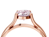 Rose gold Fancy Pink Oval Cut Diamond Solitaire Twist Band Prong Setting Ring_83