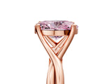 Rose gold Fancy Pink Oval Cut Diamond Solitaire Twist Band Prong Setting Ring_84