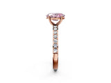 Rose gold Fancy Pink Oval  Cut Diamond Solitaire with Pave Band and Four-Prong Setting 2