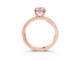 Rose gold Fancy Pink Oval  Cut Diamond Solitaire with Pave Band and Four-Prong Setting 3
