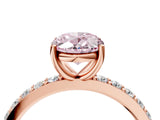 Rose gold Fancy Pink Oval  Cut Diamond Solitaire with Pave Band and Four-Prong Setting 4