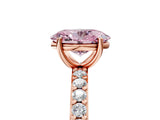 Rose gold Fancy Pink Oval  Cut Diamond Solitaire with Pave Band and Four-Prong Setting 5