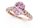 Rose gold Fancy Pink Oval  Cut Diamond Solitaire with Pave Band and Four-Prong Setting_148