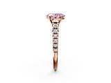 Rose gold Fancy Pink Oval  Cut Diamond Solitaire with Pave Band and Four-Prong Setting_149