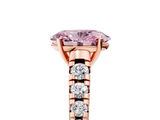 Rose gold Fancy Pink Oval  Cut Diamond Solitaire with Pave Band and Four-Prong Setting_152