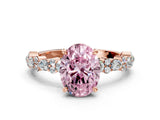 Rose gold Fancy Pink Oval Cut Diamond Solitaire with Side Stones, Pave Band, Four-Prong Setting_85