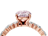 Rose gold Fancy Pink Oval Cut Diamond Solitaire with Side Stones, Pave Band, Four-Prong Setting_89