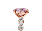 Rose gold Fancy Pink Oval Cut Diamond Solitaire with Side Stones, Pave Band, Four-Prong Setting_90