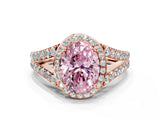 Rose gold Fancy Pink Oval Cut Diamond Split Shank Halo Ring with Four-Prong Setting_58