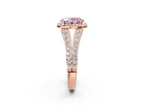 Rose gold Fancy Pink Oval Cut Diamond Split Shank Halo Ring with Four-Prong Setting_60